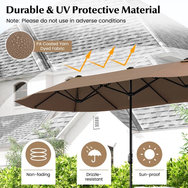 13FT Twin Table Patio Umbrella Double Sided with Crank for Outdoor Shade