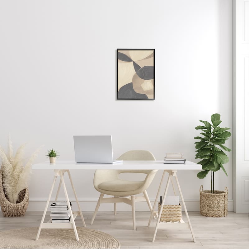 Stupell Modern Beige Boho Abstract Overlapping Shapes Framed Wall Art