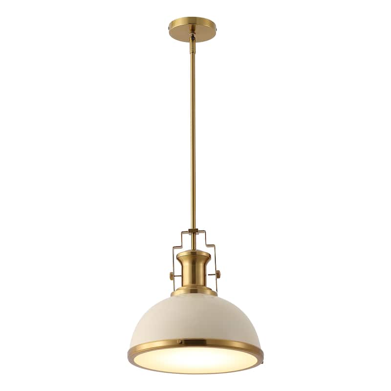 Deere Adjustable Iron/Glass Vintage LED Dome Pendant, by JONATHAN Y - 13.00 - Almond/Brass Gold
