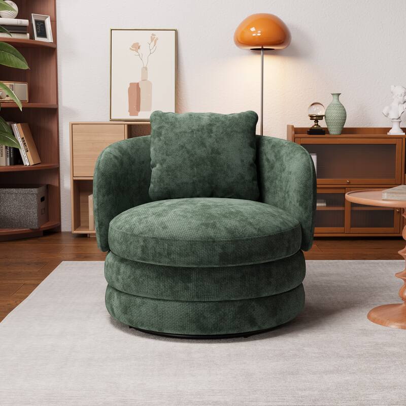 30"W Modern Upholstered Armchair,Accent Chair with a Pillow - Green