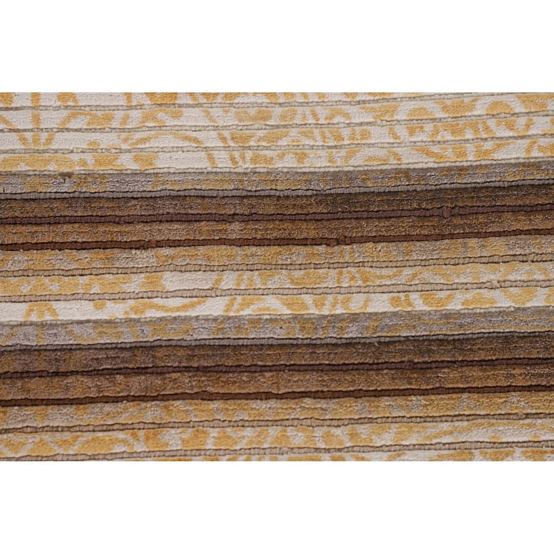 Yellow Modern Abstract Accent Rug Handmade Wool Carpet - 2'8"x 4'11"