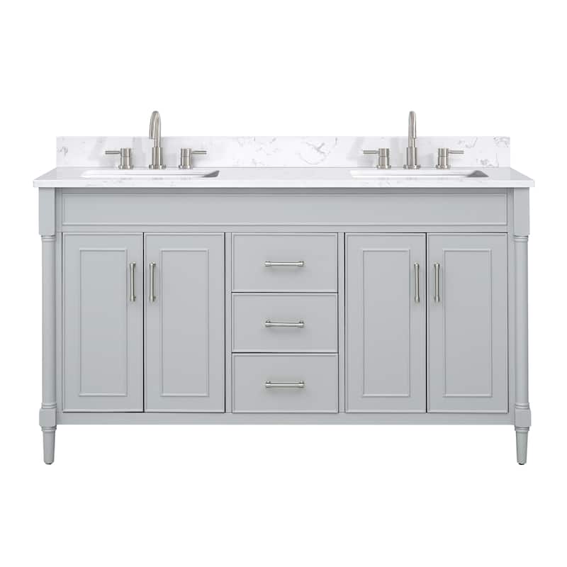 Avanity Bristol 61 in. Bath Vanity in Light Gray finish and Cala White Engineered Top