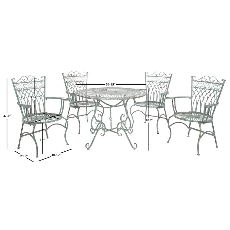 SAFAVIEH Jaylene Victorian Scroll Iron 5-Piece Outdoor Patio Set - 39Wx39Dx29H