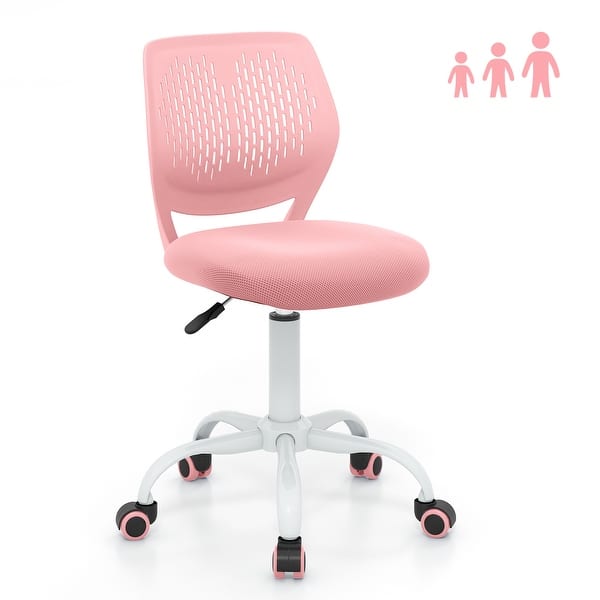 slide 2 of 8, Gymax Kids Desk Chair Ergonomic Swivel Children Mesh Study Height Pink