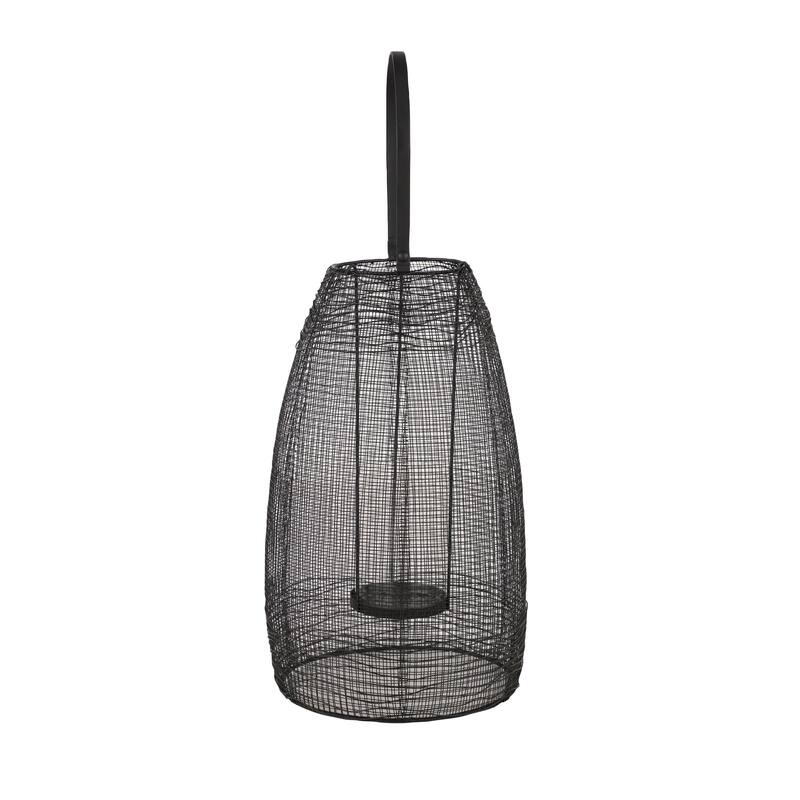 Gold Metal Decorative Indoor Outdoor Candle Lantern with Handle - 9 x 9 x 16