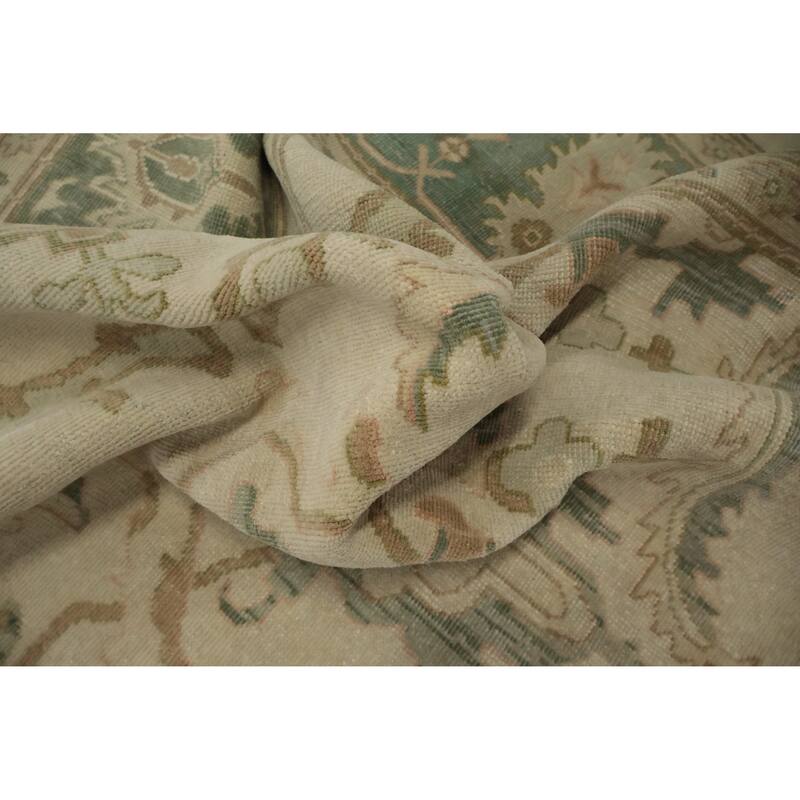 Hand Knotted Oriental 100% Wool Carpet Traditional All-Over Beige & Ivories Ziegler Area Rug - 9' 5'' X 7' 8''