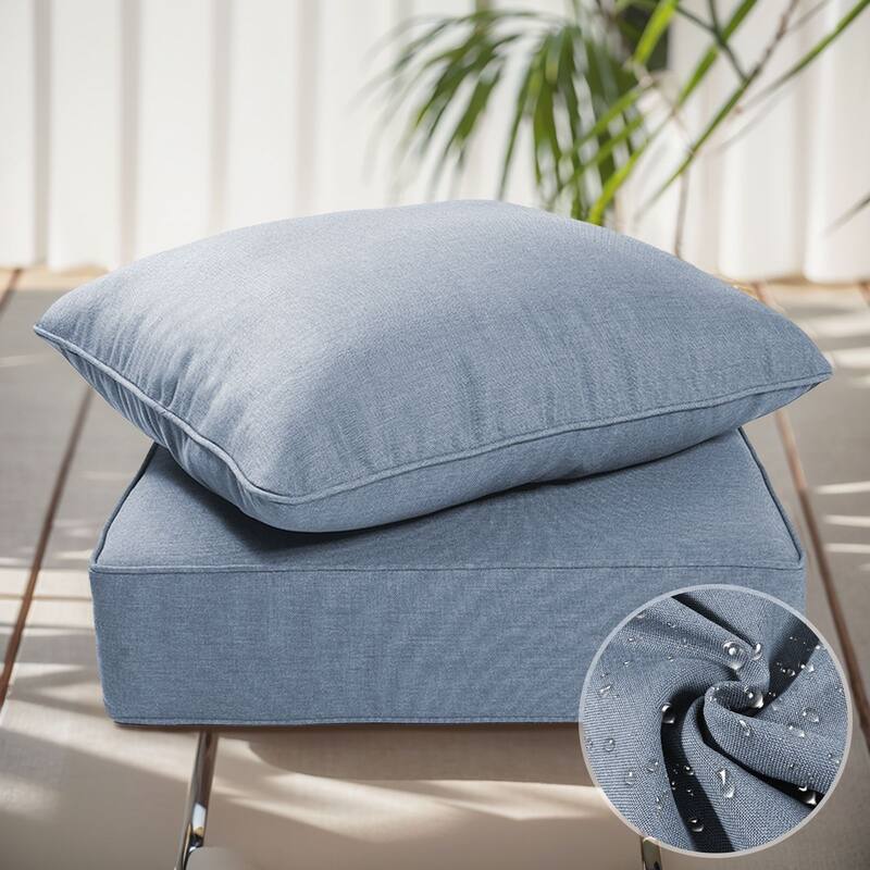 Gymojoy 24"x22"x6" Patio Thick Cushions & Pillows Set - Deep Seat Indoor/Outdoor Water & Fade Resistant