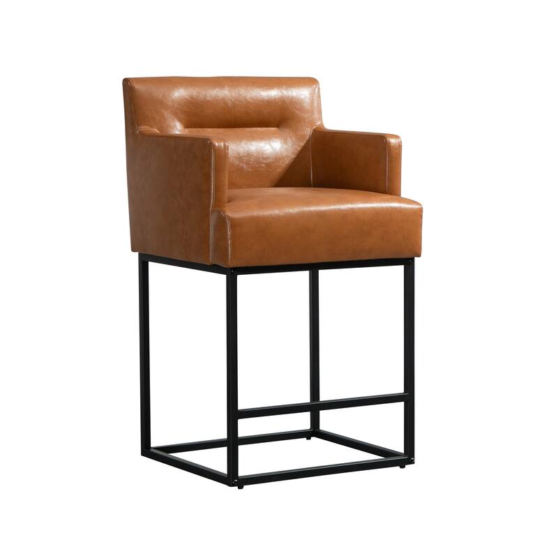 House Hold Counter Height Bar Stools Set of 2,Modern Square PU Bar Stool
