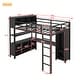 preview thumbnail 6 of 14, Full Size Loft Bed with Storage Cubes and Shelves,Metal Loft Bed with Wardrobe And L-shaped Desk