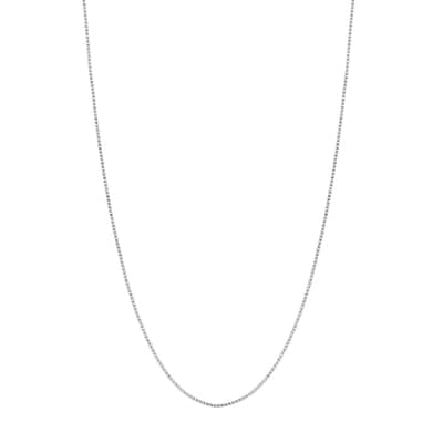 Curata 14k White Gold 0.9mm Extendable Box Chain Necklace (Lobster), 16-18"