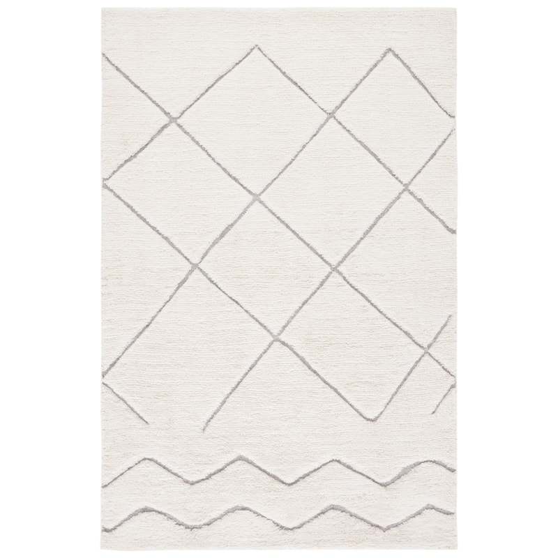 SAFAVIEH Handmade Kenya Antina Moroccan Boho Wool Rug - 6' Square - Ivory/Grey