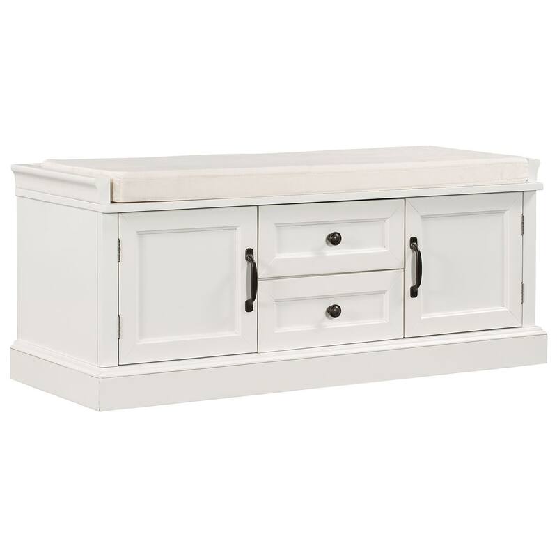 Storage Bench Shoe Bench with Removable Cushion for Living Room