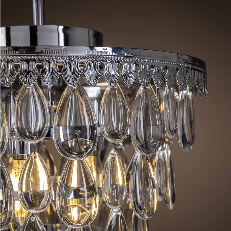 3 Light Glam Crystal Tier Pendant Chandelier