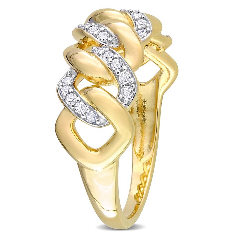 Miadora 1/4ct TDW Diamond Interlocking Link Ring in Yellow Silver