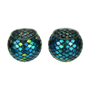 Shop Blue Mosaic Glass Art Mermaid Scales Decorative Bowl 6 Inch