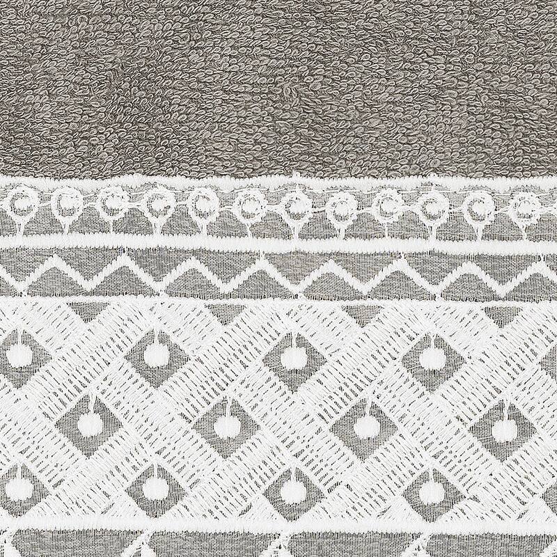 Authentic Hotel and Spa 100% Turkish Cotton Aiden White Lace Embellished Hand Towel