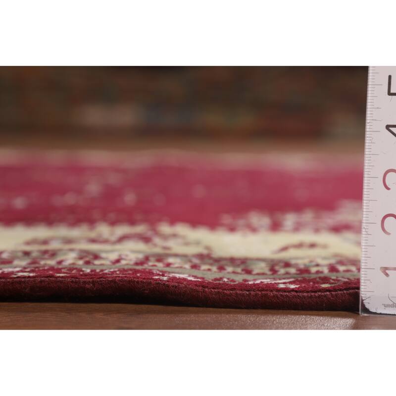 Burgundy Red Kashan Turkish Area Rug Machine Made Carpet - 6'6" x 9'10"