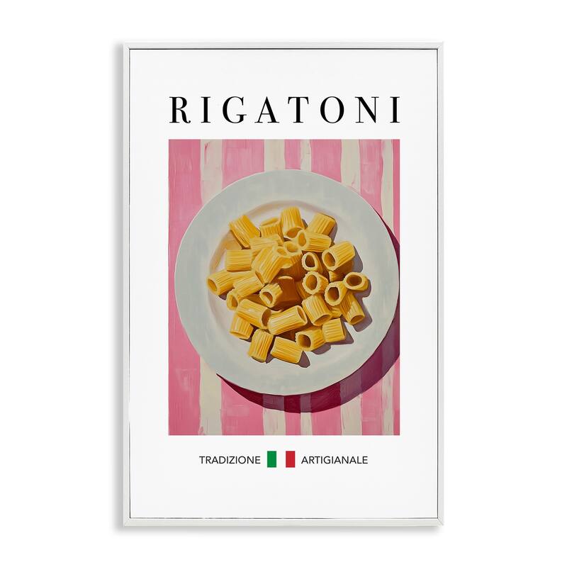 Stupell Traditional Rigatoni Pasta Framed Giclee Art Design By Andreas Magnusson - 12 x 18 - White