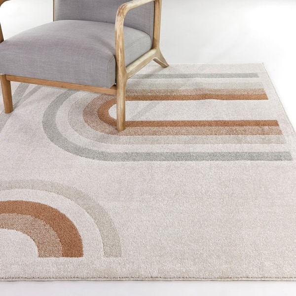 slide 2 of 10, Ana Kids Rainbow Area Rug 5'3" x 7' - Grey