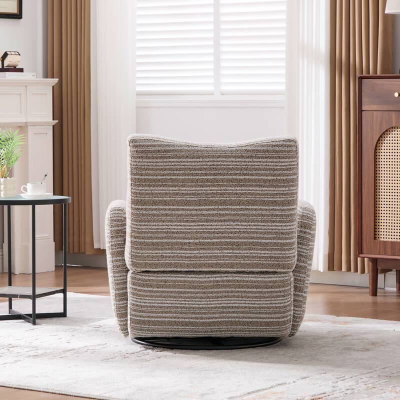Swivel Striped Accent Chair with Metal Base, Modern Arm Chair for Living Room, Fabric Club Single Sofa Chair