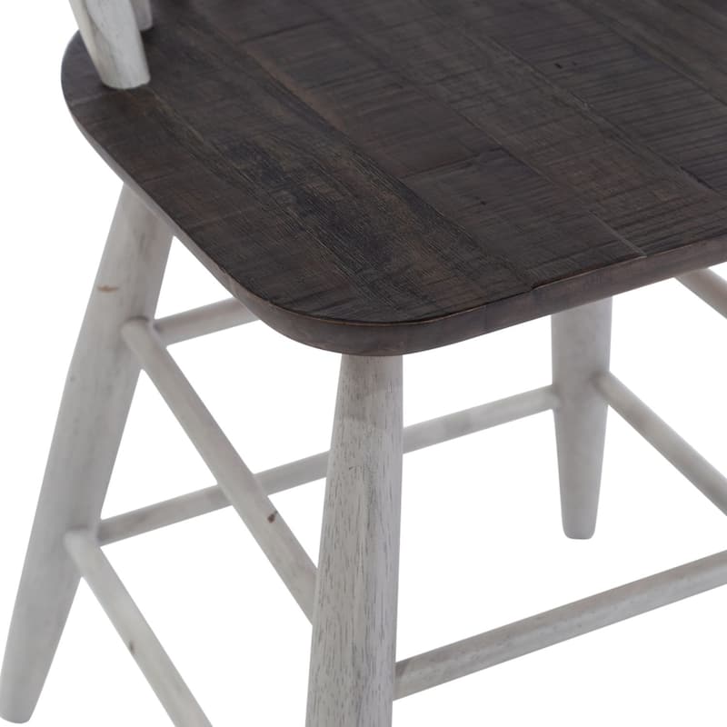 Farmhouse Two Tone White Windsor Back Counter Chair- Set of 2