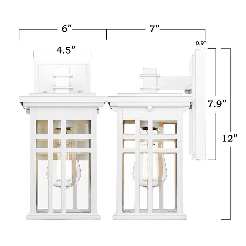 Outdoor Wall Lantern in Black/White Finish,Wall Sconce Lantern with Clear Glass
