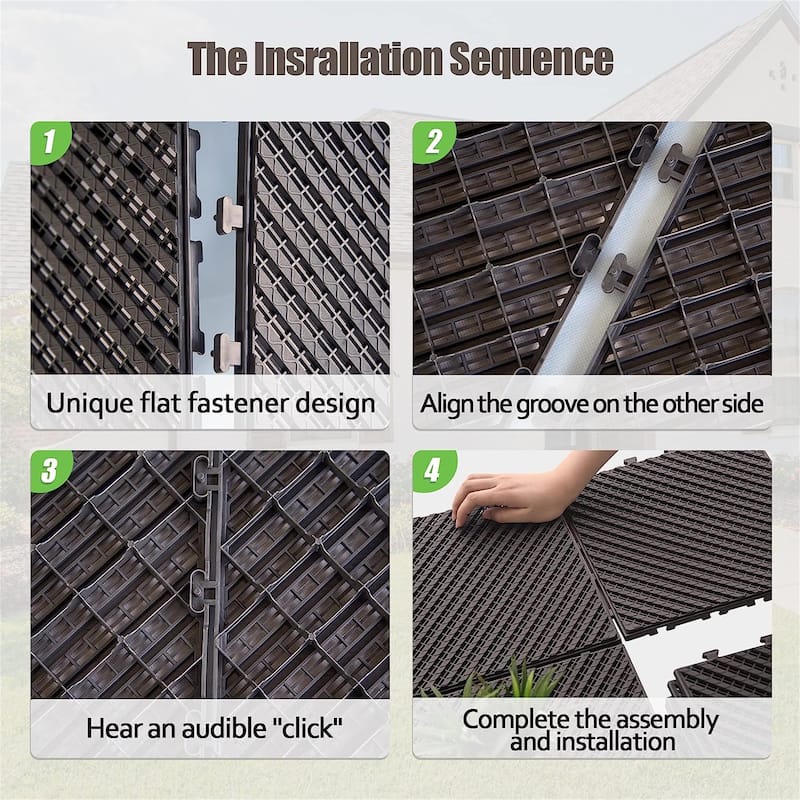 12"x12" Patio Square Composite Interlocking Decking Tiles (Pack of 27)