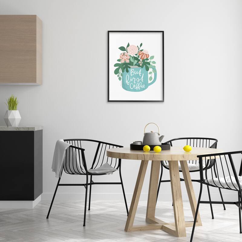 Stupell Floral But First Coffee Framed Giclee Art Design By Mandy Ford Art + Illustration