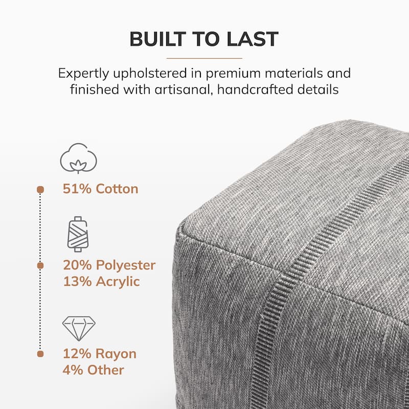 Jani 20-inch Ottoman Pouf - Handcrafted Handmade Ottoman for Seating, Footrest, Home Decor for Living Room, Bedroom