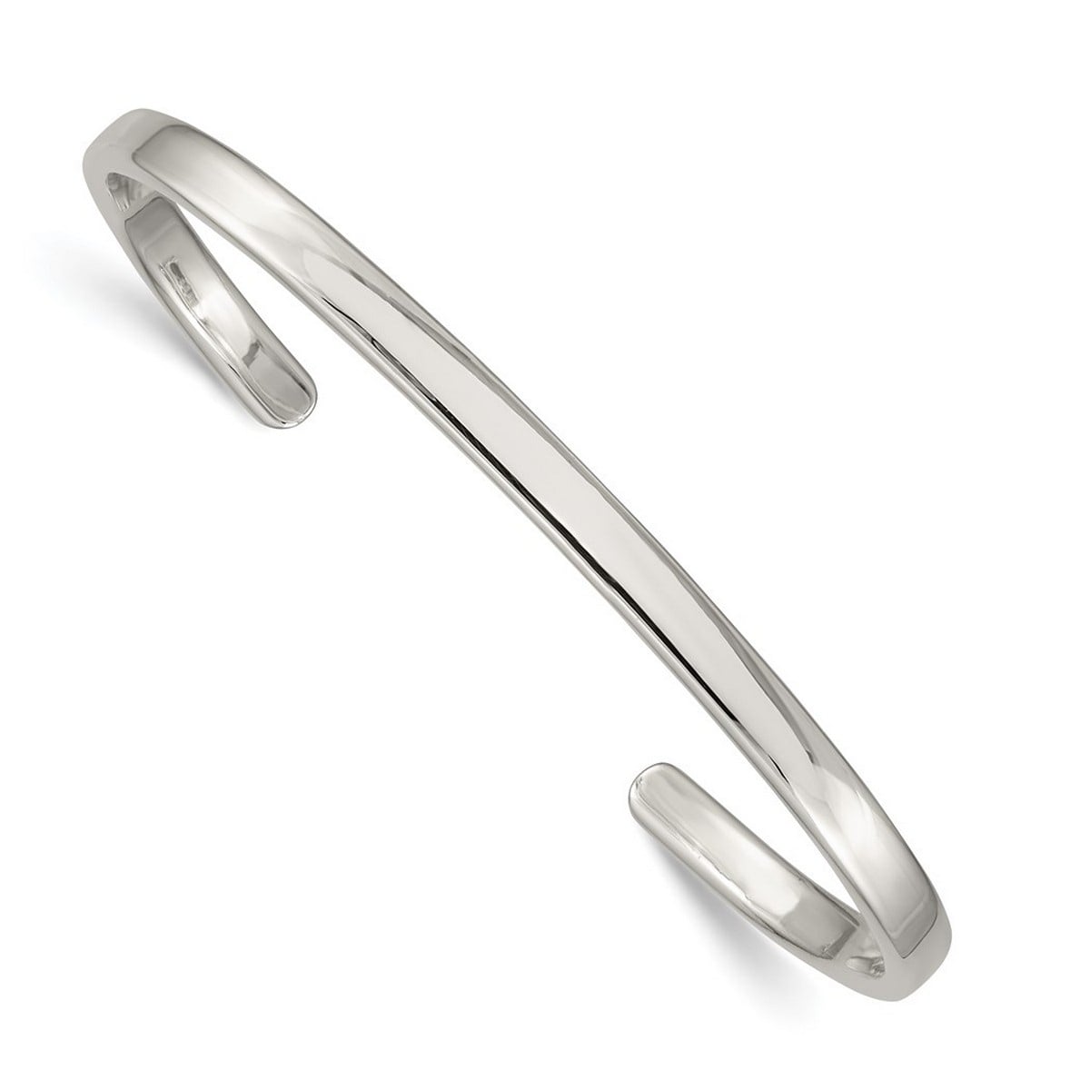 Curata 925 Sterling Silver Solid 4mm Polished Flat Cuff Bangle Bracelet