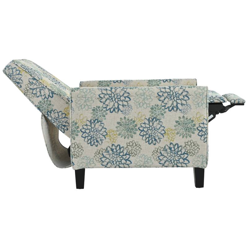 Recliner Chair with Adjustable Push-Back Mechanism, Armchair with Wood Legs, Deep Seating Lounge Chaise Chair