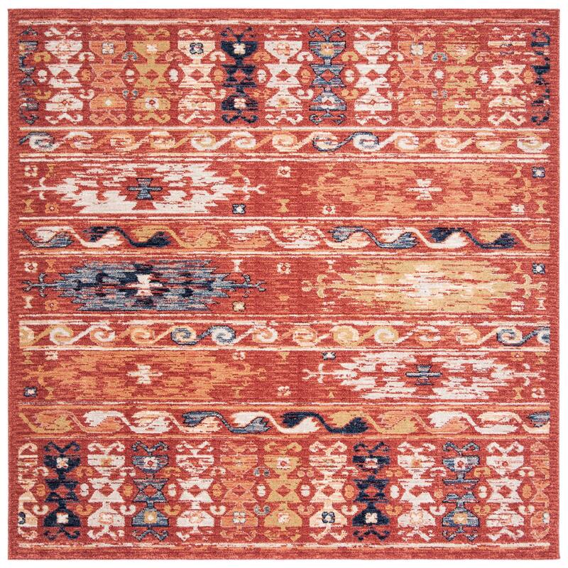 SAFAVIEH Charleston Vintage Leidy Bohemian Rug - 6'7" Square - Rust/Ivory