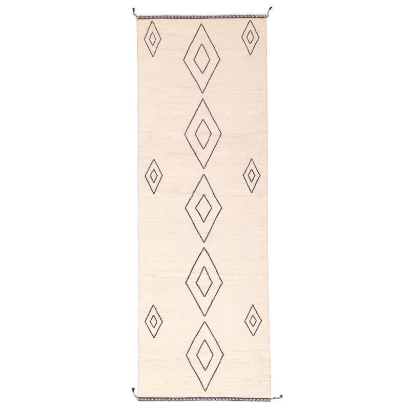 ECARPETGALLERY Hand-knotted Pak Finest Marrakesh Cream Wool Rug - 4'2 x 12'3