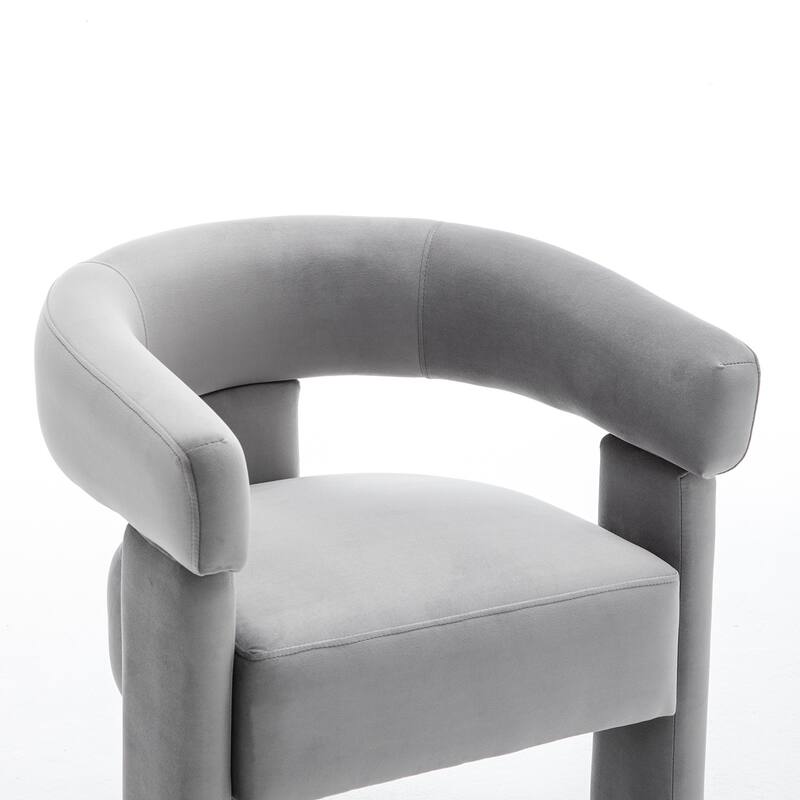 SEYNAR Modern Velvet Accent Chair Set of 2, Upholstered Barrel Armchair with Curved Back and Thickened Padded Seat