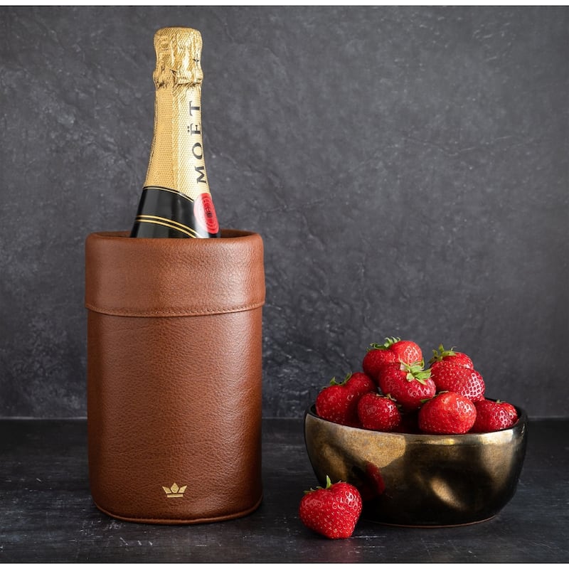 Wine Cooler Leather Dia 4.72" Brown