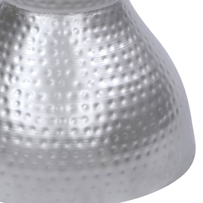 Industrial Style Hammered Texture Iron Stool with Hourglass Shaped Body, Silver