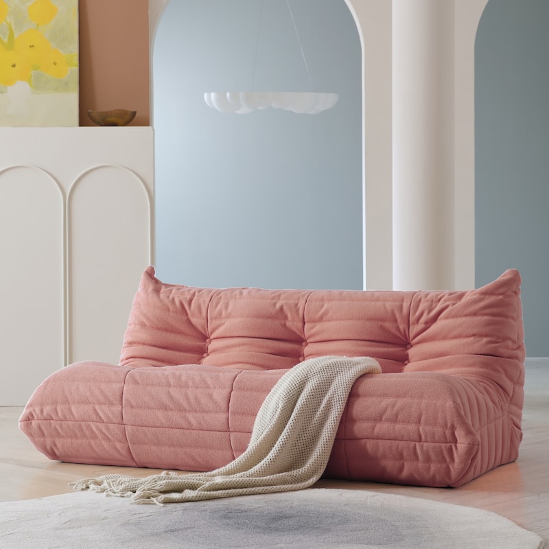 Comfy Lazy Floor Sofa Couch,Teddy Velvet Bean Bag Chairs for Living Room Bedroom Office Salon - 3 Seats