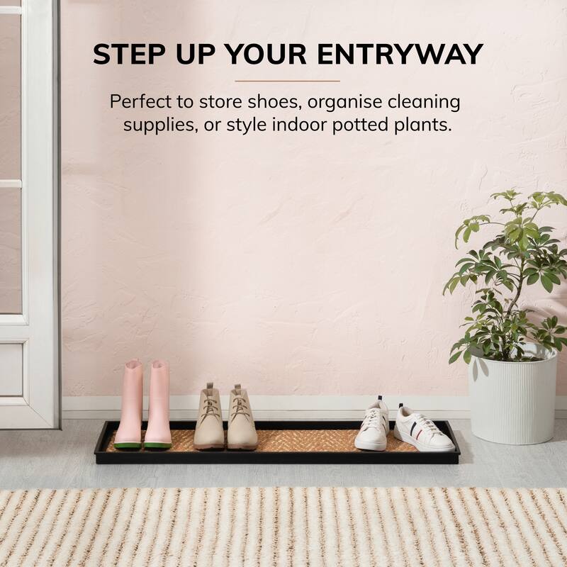Natural and Recycled Rubber Boot Tray with Tan and Khaki Coir Insert