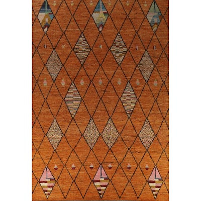 All-Over Trellis Moroccan Oriental Large Rug Handmade Wool Carpet - 10'1" x 14'1"