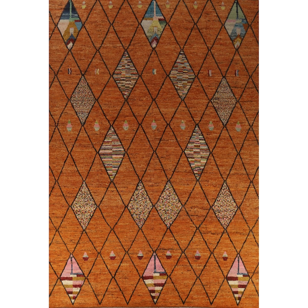 All-Over Trellis Moroccan Oriental Large Rug Handmade Wool Carpet - 10'1" x 14'1"