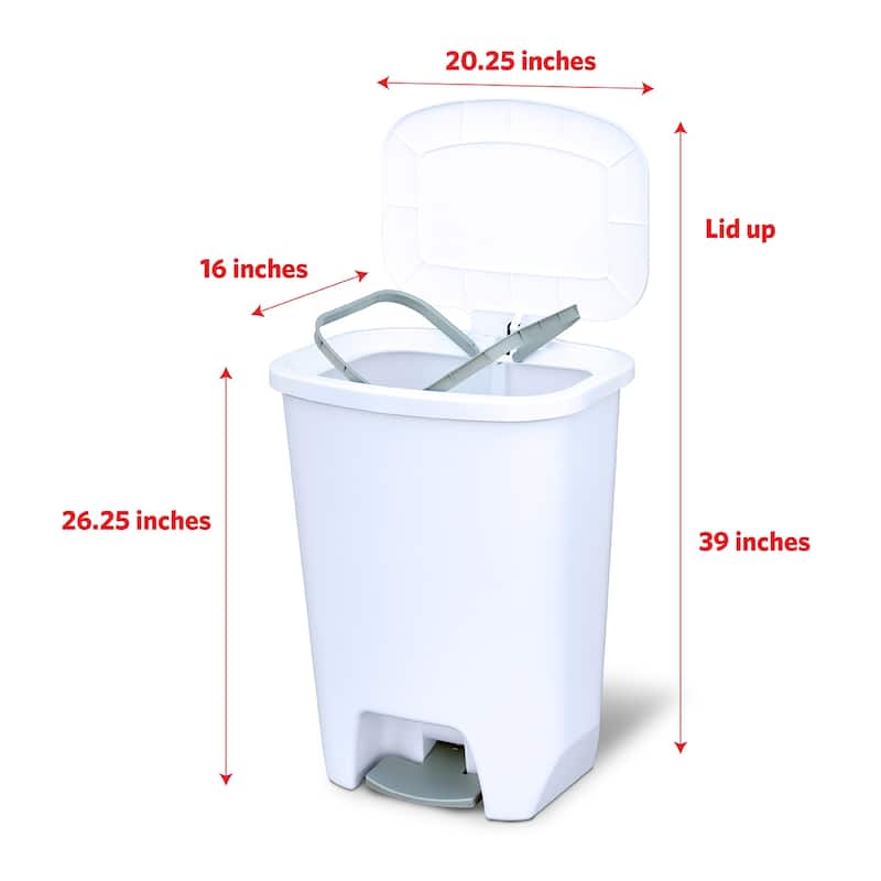 Glad White Step-on Plastic Trash Can