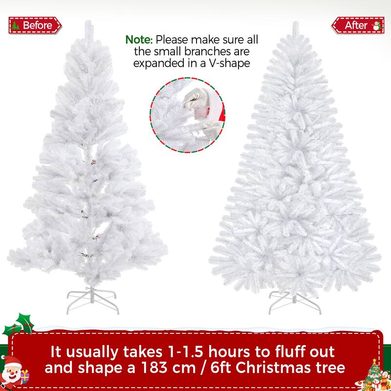 Yaheetech 4.5ft/6ft/7.5ft Pre-Lit Fir Artificial Christmas Tree with 150 Incandescent Warm Lights & 324 Tips