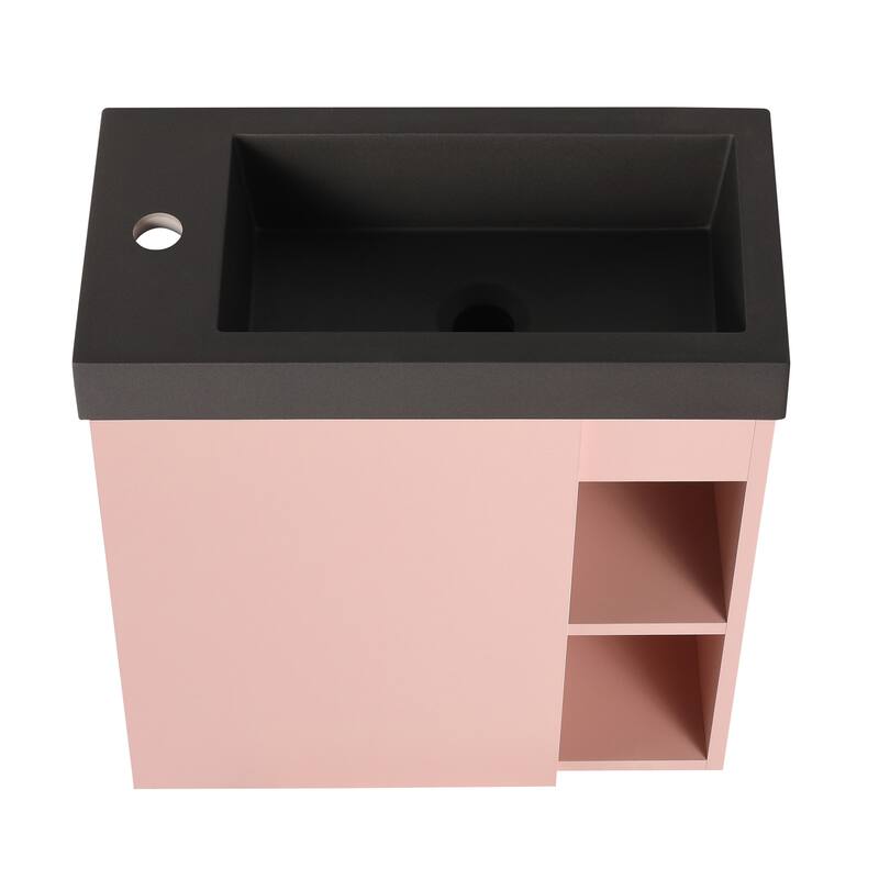 GDFStudio - Milo Modern Wall-Mounted Bathroom Vanity with White Resin Sink and Soft-Close Cabinet Door