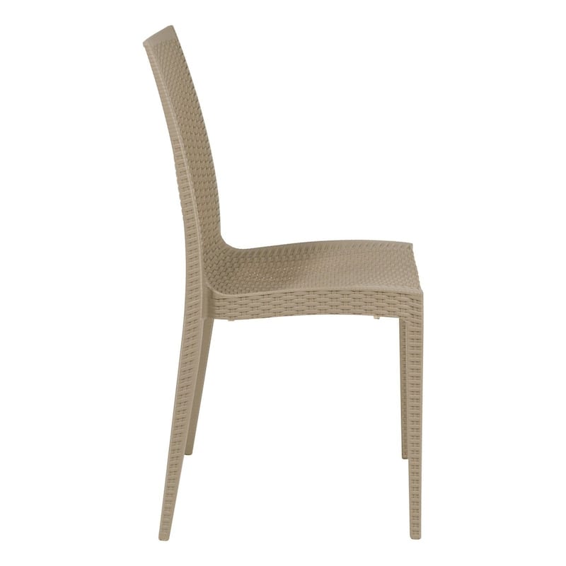 Outdoor Patio Dining Chairs, Set of 4 Stackable Polypropylene Chairs with Woven Design for Garden, Deck, or Pool