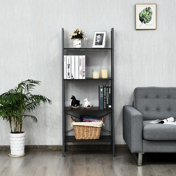 Shop Gymax 4 Tier Ladder Shelf Ladder Bookcase Bookshelf Display