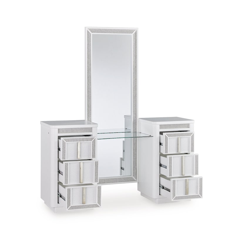 Signature Design by Ashley Chalanna White Vanity - 62.5" W x 18" D x 33.75" H
