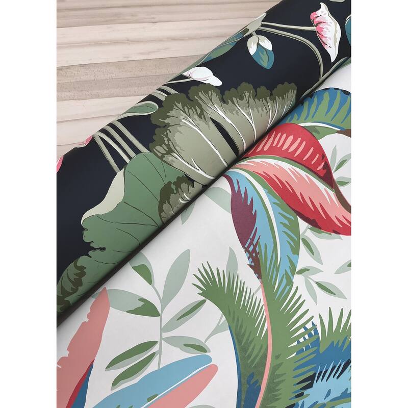 York Wallcoverings Lotus Pond Black & Pink Wallpaper