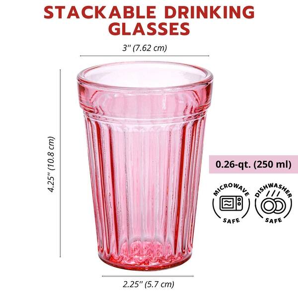 dimension image slide 5 of 6, STP Goods Pastel Collection Faceted Drinking Glasses Set of 4 - 8.3 fl oz
