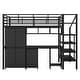 preview thumbnail 4 of 5, Metal Loft Bed With table set and wardrobe, Full, Black