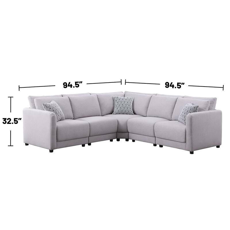 Linen Upholstered Reversible L-Shape Sectional Sofa in Light Gray